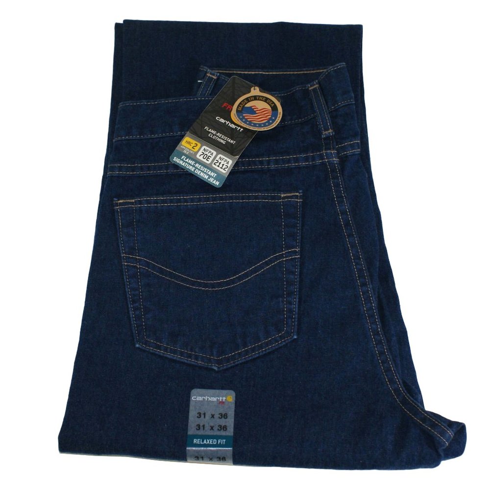 CARHARTT Men's 31x36 Flame Resistant Signature Denim Dungaree Jeans NEW - Picture 3 of 5